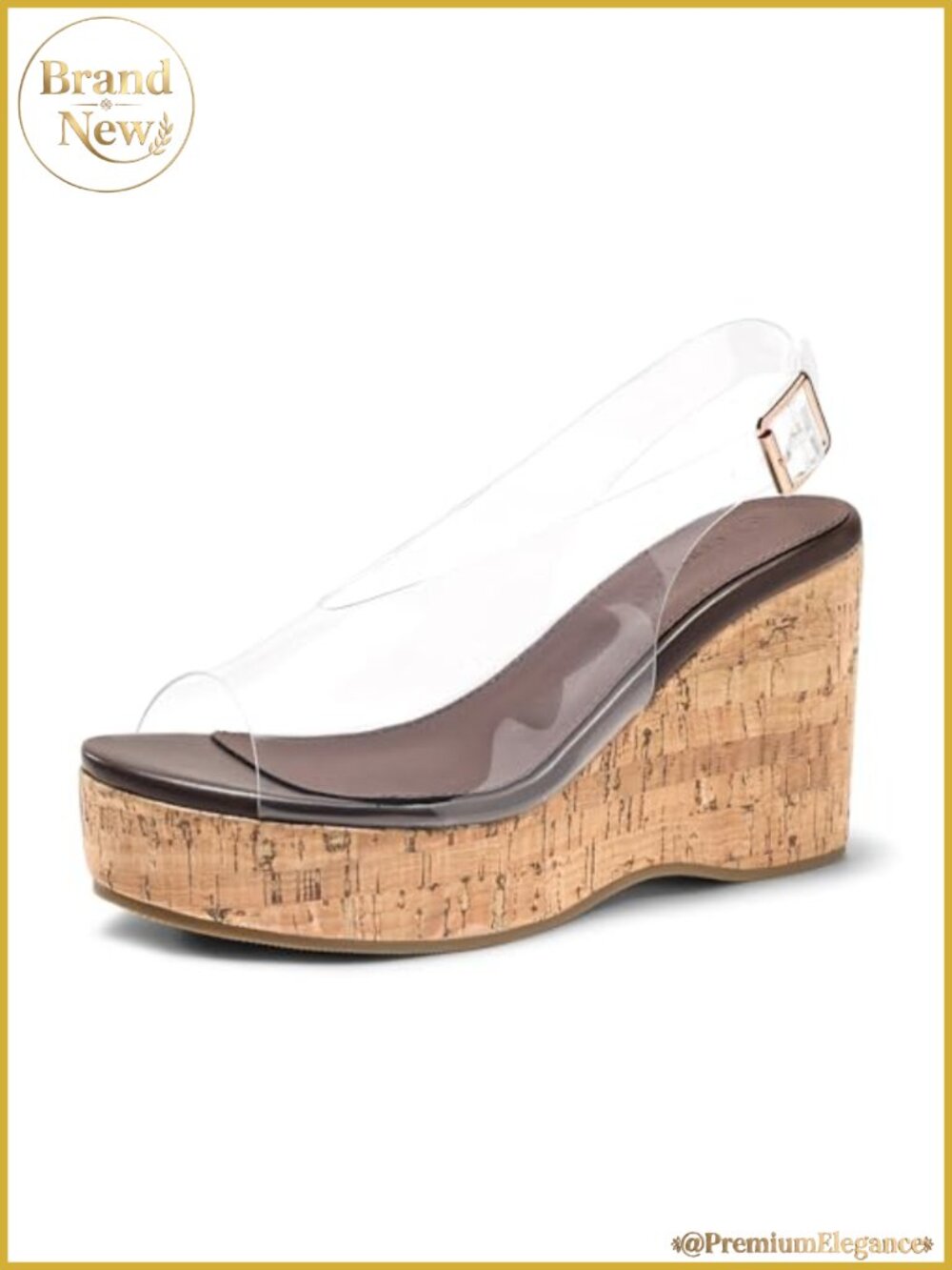 Platform Wedge Sandals Open Peep Toe Slingback Cork High Heels Summer Beach